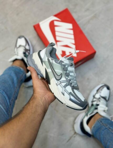 کتونی نایکیV2kست زنانه مردانه طوسی سیلور