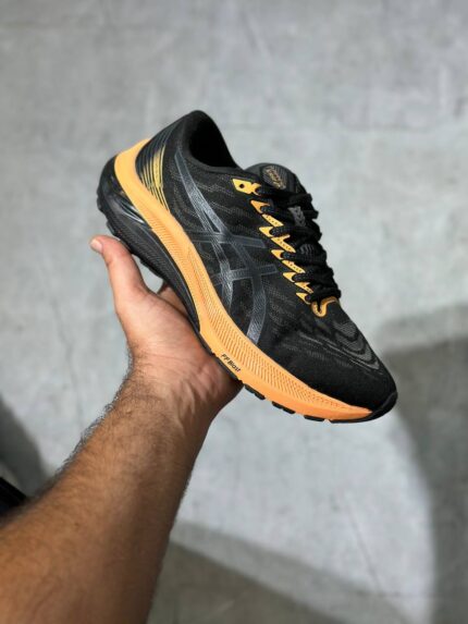 کتونی اسیکس رنگ مشکی نارنجی مردانه