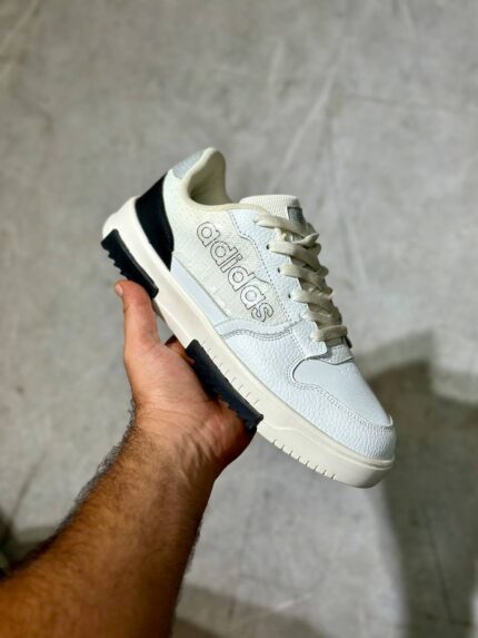 کتونی آدیداس Adidas Court Platformرنگ سفید با جزییات مشکی مردانه